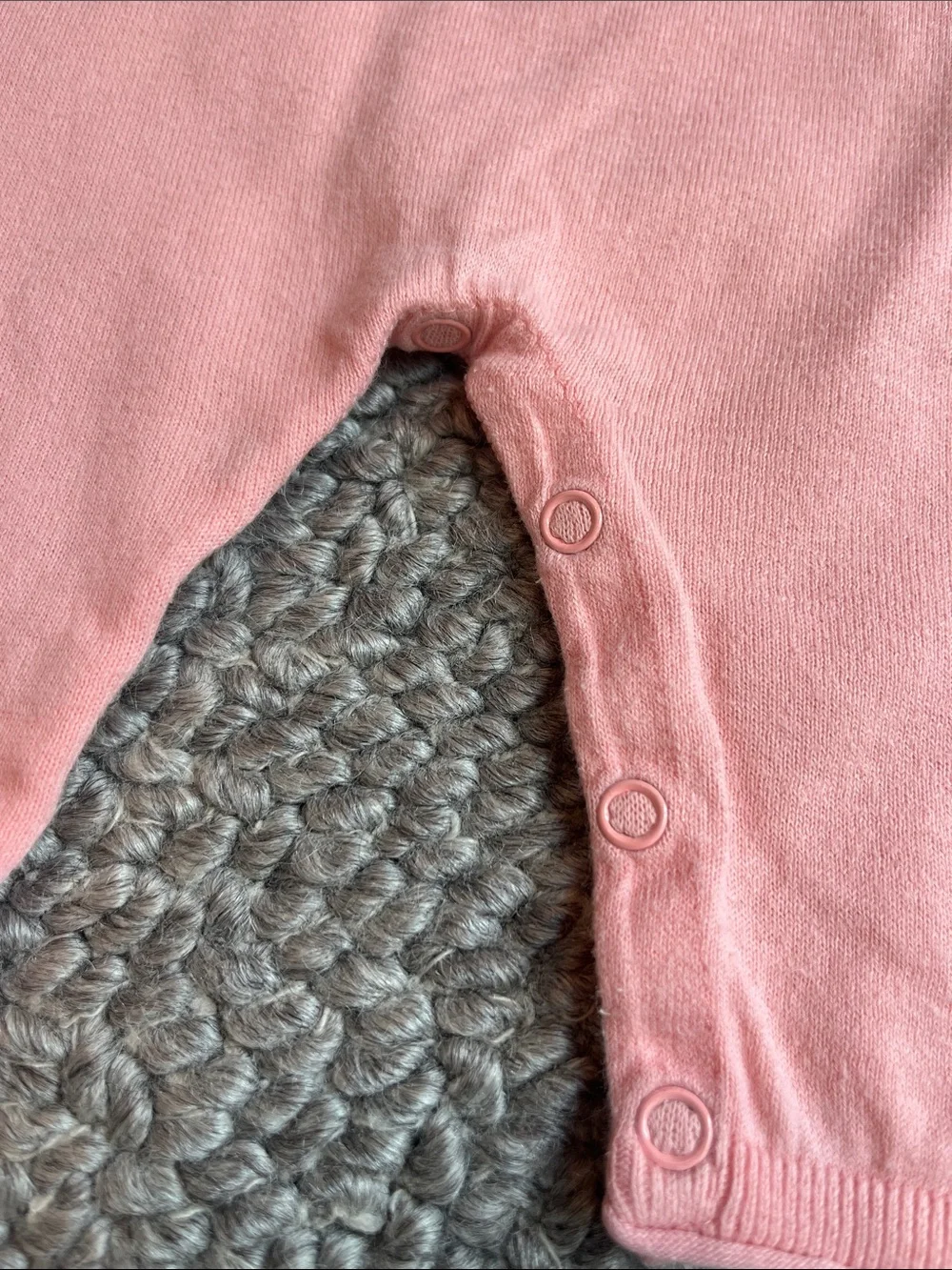Bonpoint Soft Pink Knit One-Piece with Cherry Detail